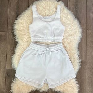 High Waist Loungewear Set with Cropped Top Size Medium